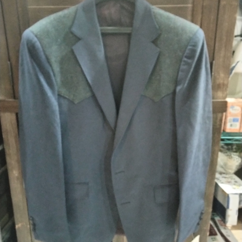 Vtg Pagano West Men's Jacket 42L NWT Blue Suede Wool